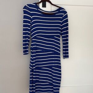 Cupio Navy and White Long Sleeve Dress